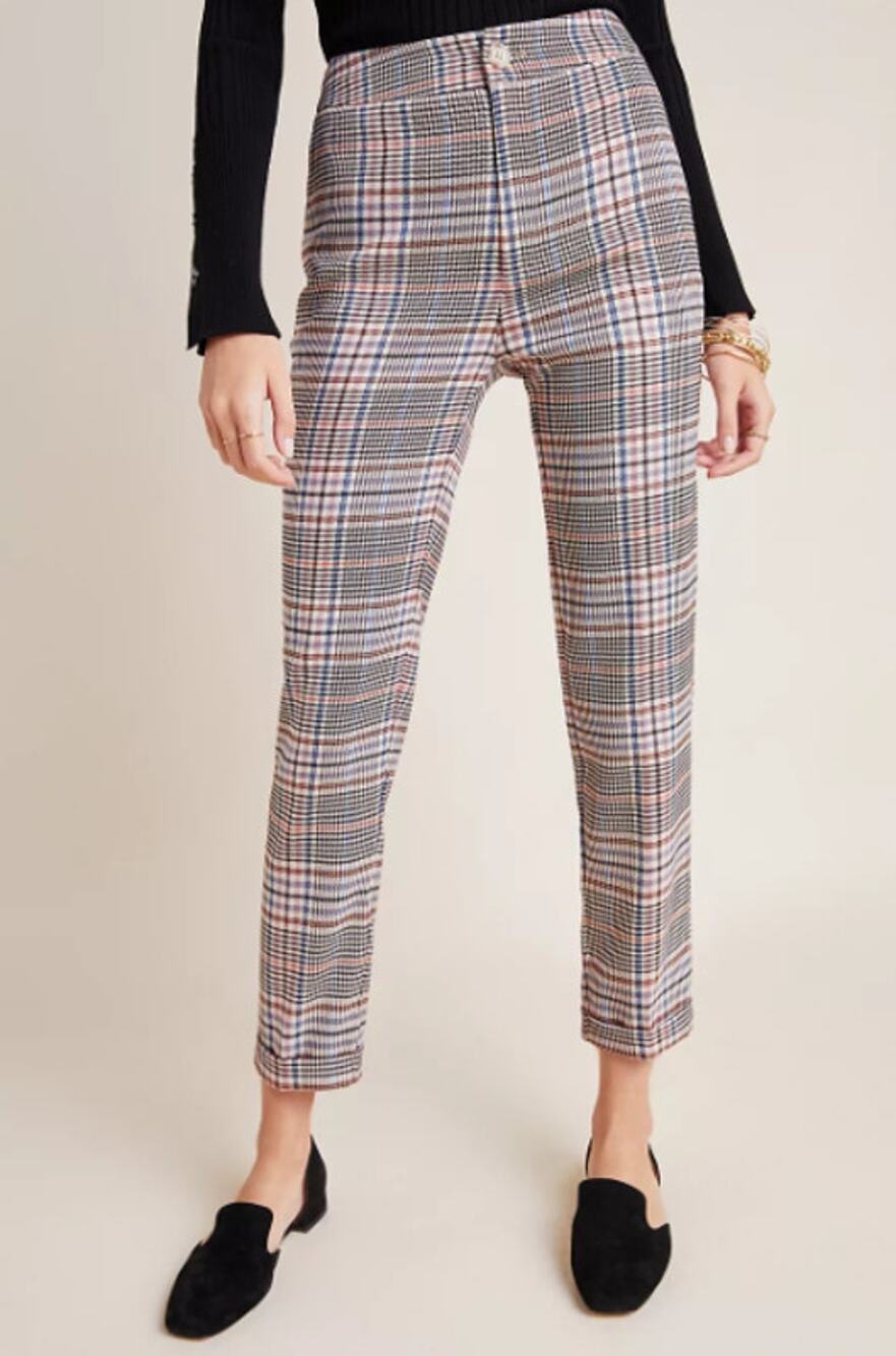 Anthropologie Malcolm Plaid Tapered Trousers Size 2